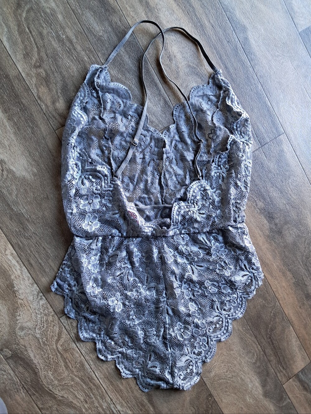 Grey Lace Teddy - Picture 2 of 3